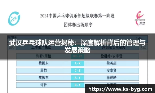 武汉乒乓球队运营揭秘：深度解析背后的管理与发展策略